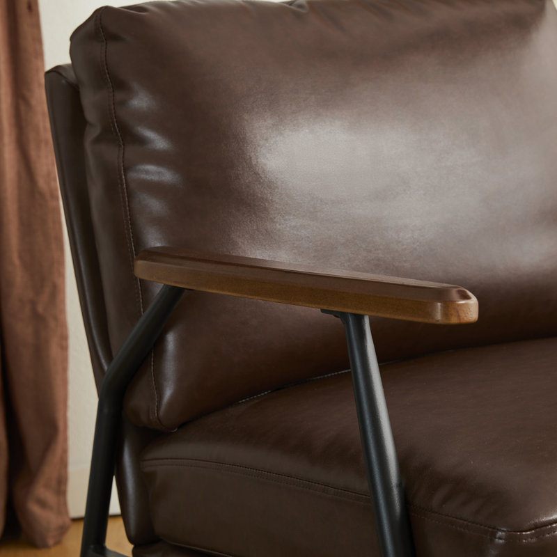 Fauteuil large de 28 po Ronishia, Similicuir brun