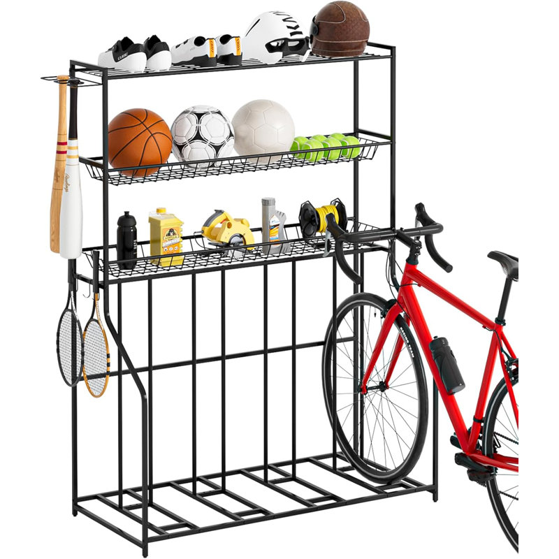Support à 4 vélos, garage à vélos avec support de rangement à 3 niveaux, support à vélos pour organisateur de garage