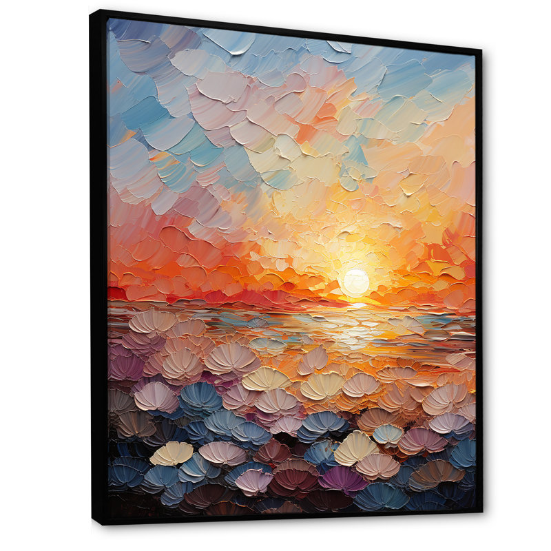 «Coastal Harmony Dreamscape Sunset I», reproduction sur toile, Cadre flottant noir, H 20 po x l 12 po x P 1 po