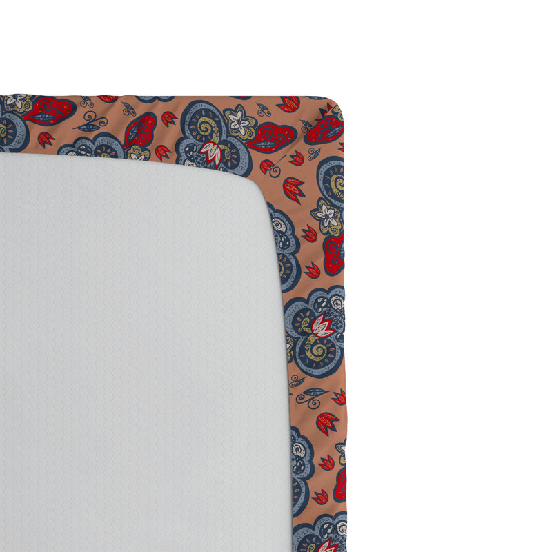 Drap-housse Ambesonne, Drap-housse de taille très grand, Pêche foncé, bleu ciel / floral
