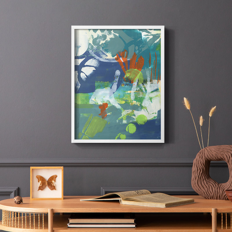 Impression tropicale I encadrée - bois massif, H 20 po x l 16 po, Cadre simple blanc
