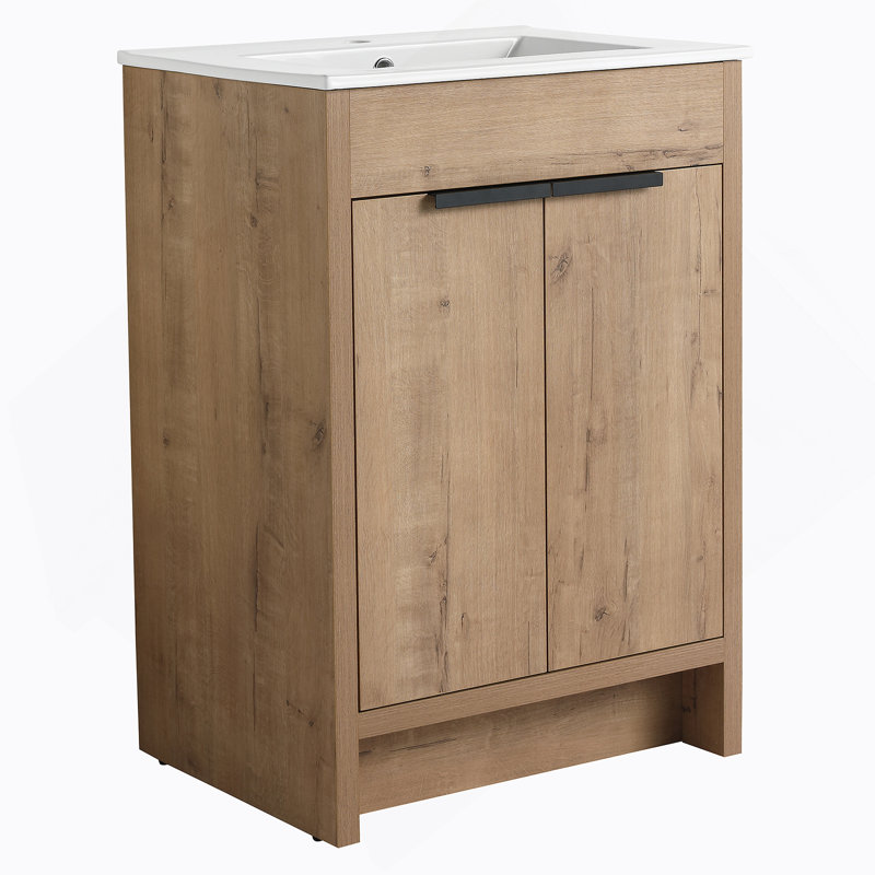 Meuble-lavabo autoportant 24 po 2 portes à fermeture en douceur ((KD-PACKING), meuble-lavabo sans comptoir
