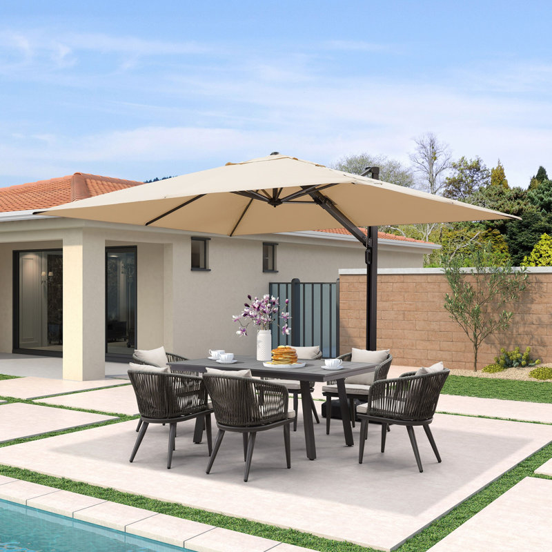 Parasol rectangulaire en porte-à-faux 9 pi x 12 pi, sans base, PURPLE LEAF, beige, Kaki, 9 pi x 12 pi