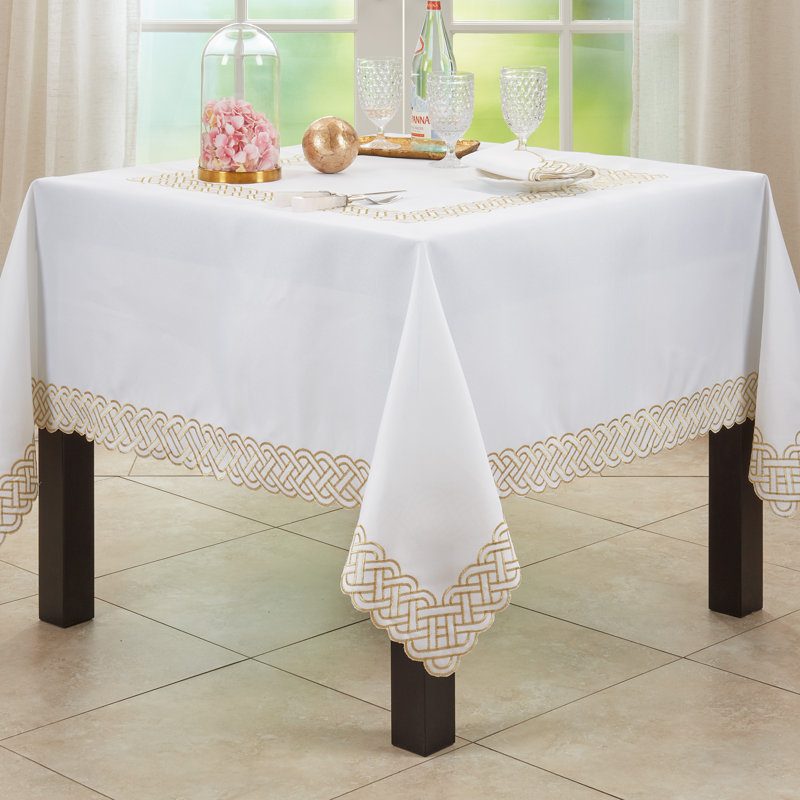 Nappe avec broderie tressée, Or, 70 po x 70 po