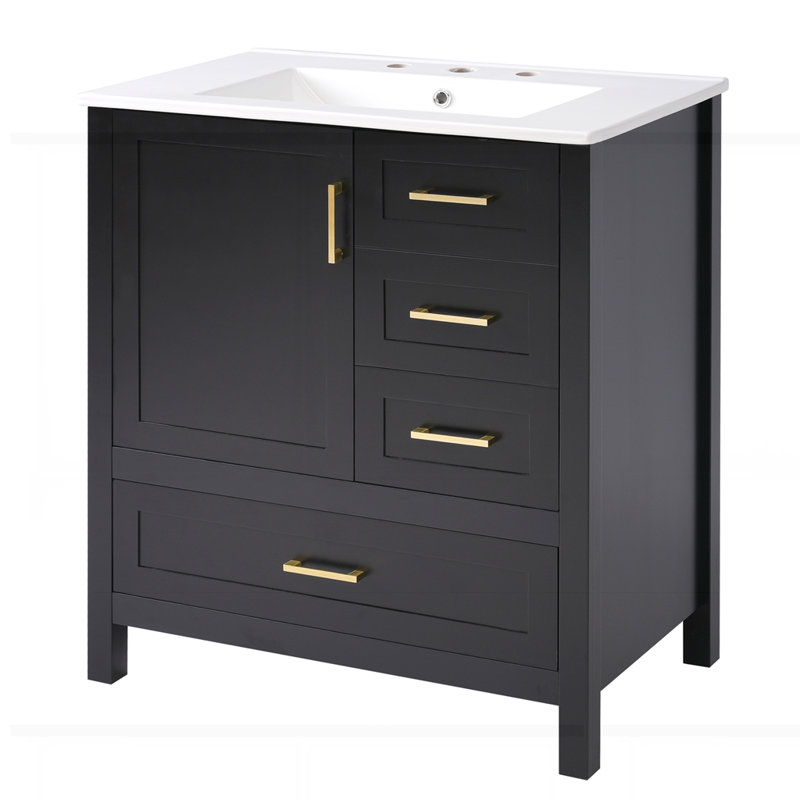 Ensemble de meuble-lavabo avec lavabo, Noir