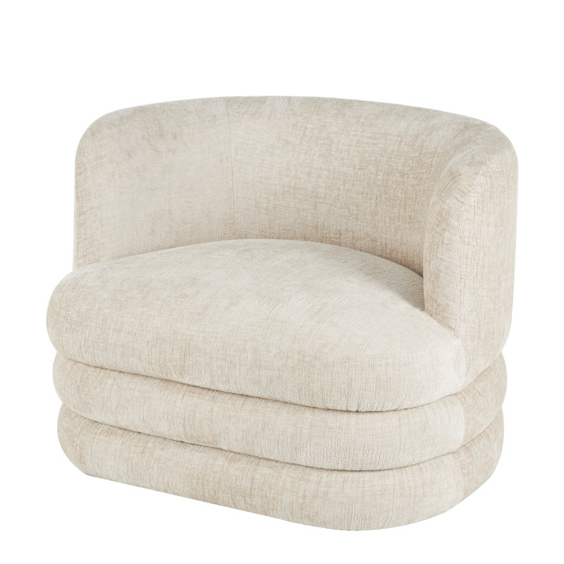 Polyester Arched Swivel Beige Accent Chair