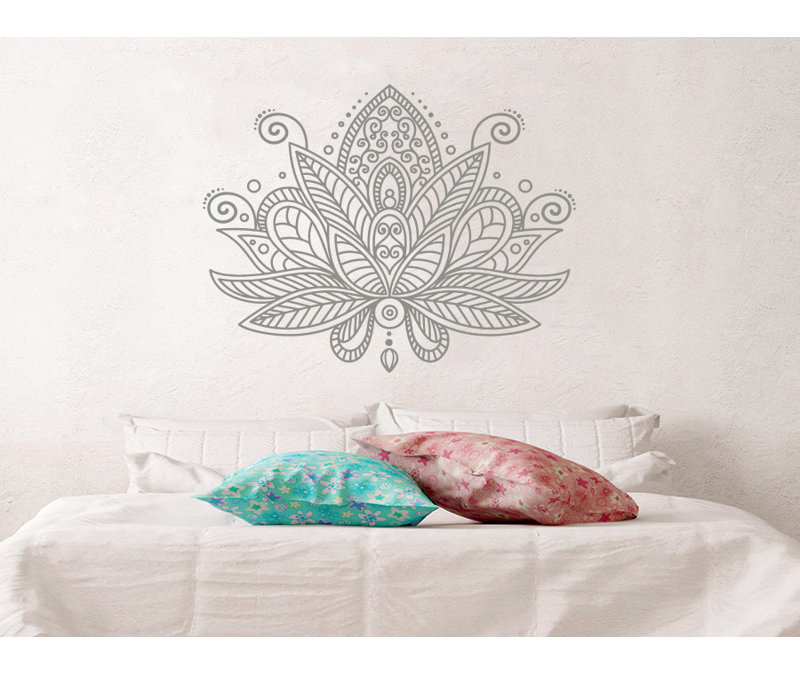 Décalcomanie murale fleur mandala lotus Estrella, Gris argenté