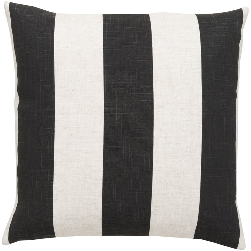 18" Black and White Embroidered Square Pillow