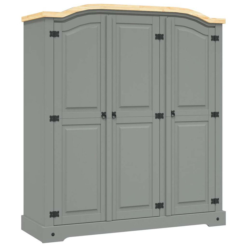 Lonepine 3 Door Solid Wood Wardrobe, Grey