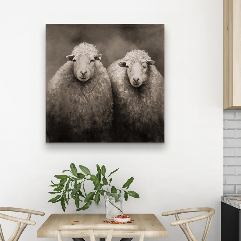 Sheep sepia - 32"x32" art on canvas