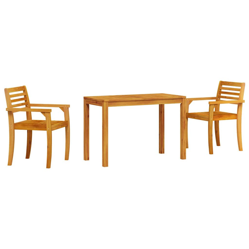 2 - Person Acacia Solid Wood Patio Dining Set Rectangular Table