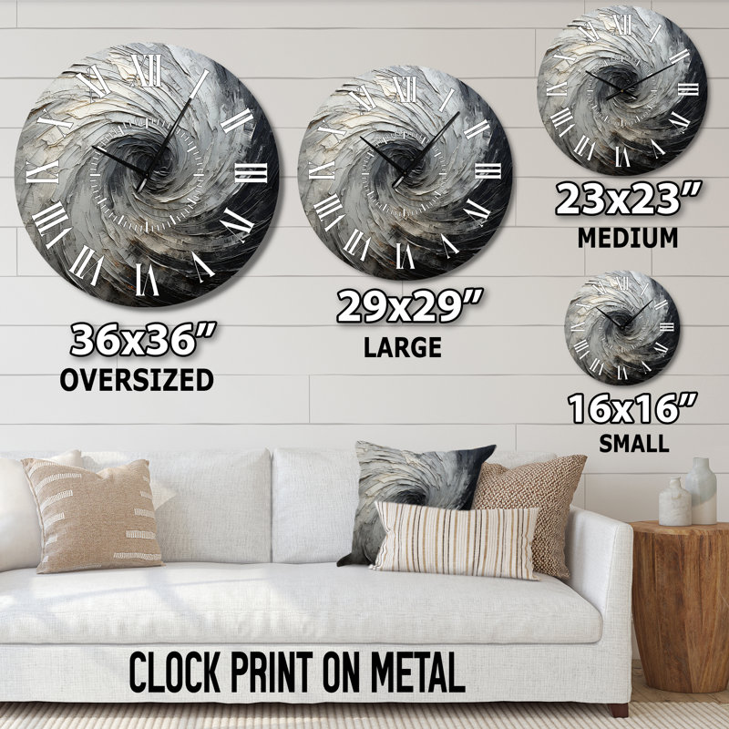 Horloge murale grise et noire, Surdimensionné