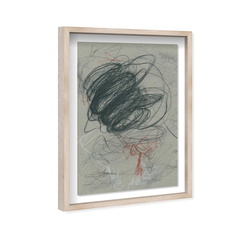 Oliver Gal Scribbles I Abstract - Luxury Shadowbox Framed Wall Art, 26" H x 18" W, Cream