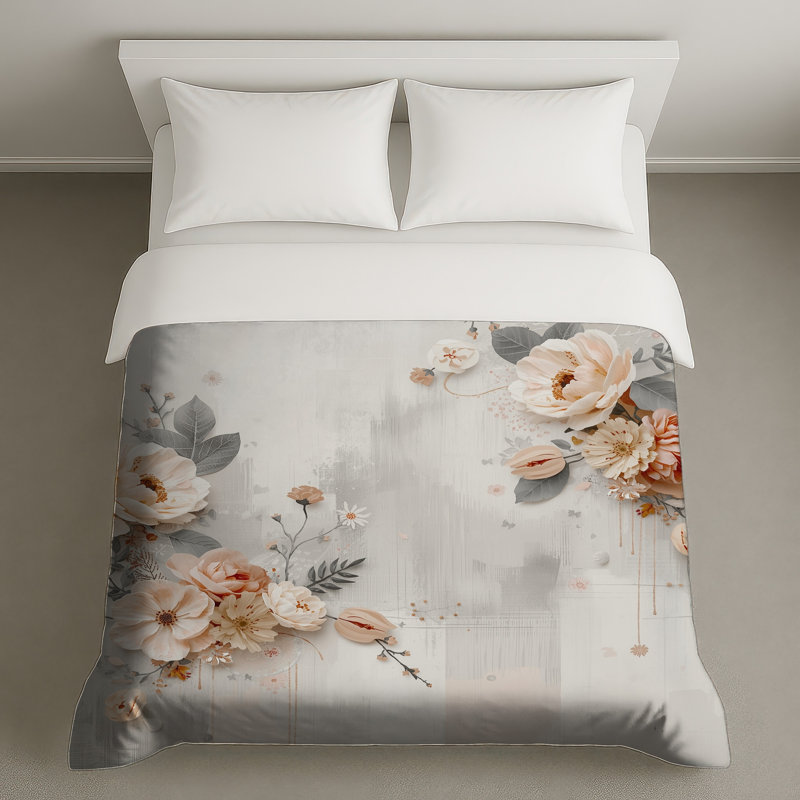 Housses de couette à arrangement floral pastel, Grand lit