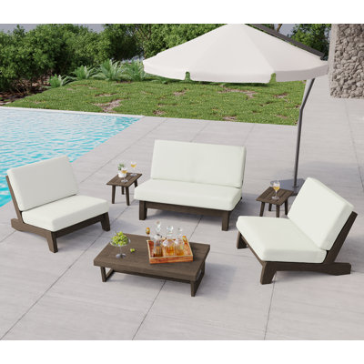 Polett 4 - Person Teak Solid Wood Outdoor Seating Group with Cushions