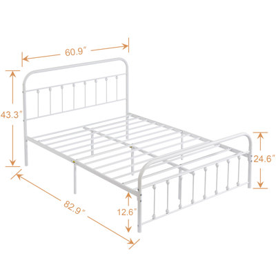 Kempst Queen Size Bed Frame with Headboard and Footboard, Classic Metal Platform Bed Frame, Mattress Foundation with Heavy Duty Metal Slats Support, No Box Spring Needed, Noise-Free