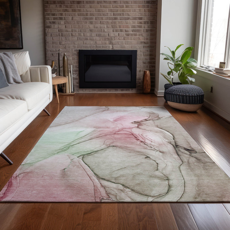 Alfonzo Washable Abstract Indoor / Outdoor Rug, Rectangle 2'6" x 3'10"