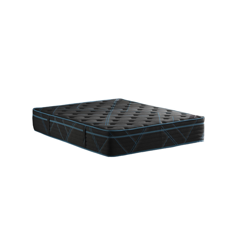 13" Luxury Black/Blue Eurotop Mattress - Inspired by Ancient Egypt - Firm Memory Foam Comfort – Premium Quilted Cover - Made in NJ – Fiberglass-Free – Bed in a Box
