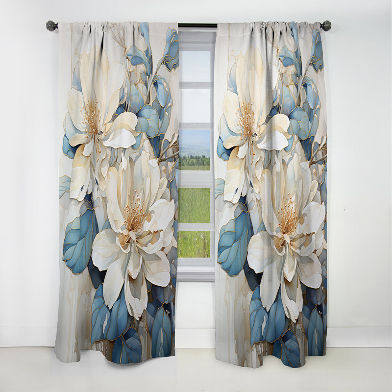 Rideau occultant à motif floral rhododendron Taverna - 1 panneau, 52" W x 95" L