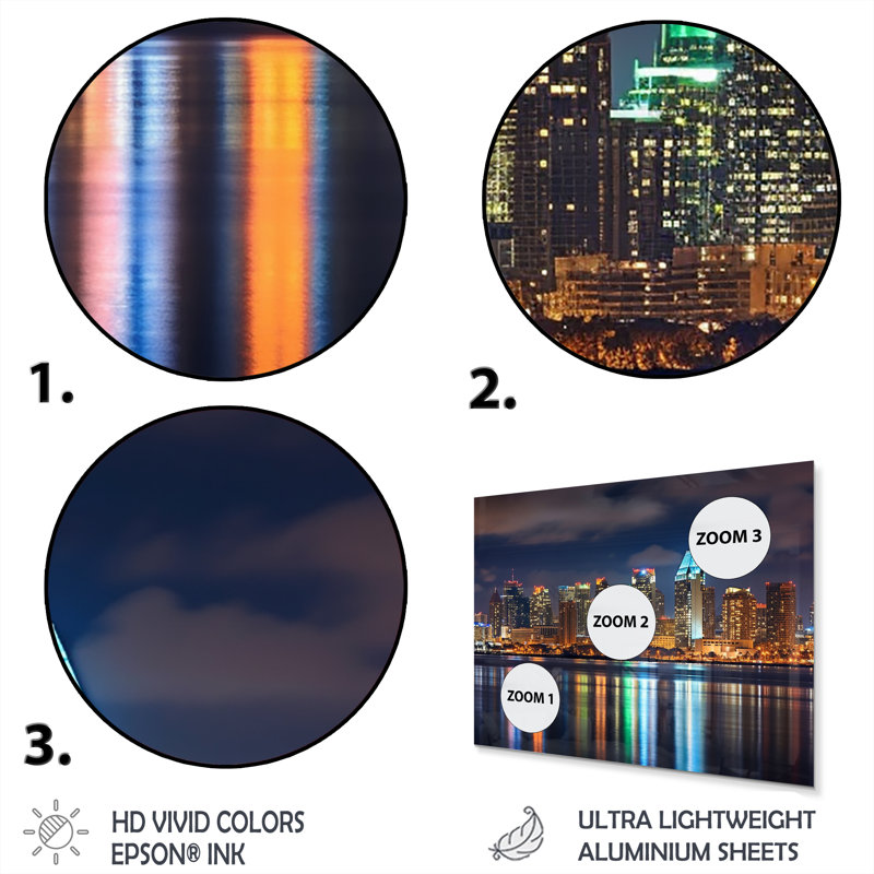 Montreal Skyline At Night - Montreal Metal Wall Decor Set