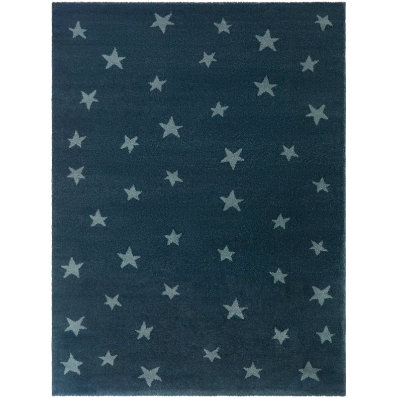 Kepler Blue Kids Star Scatter Area Rug, 3'11" x 5'7"
