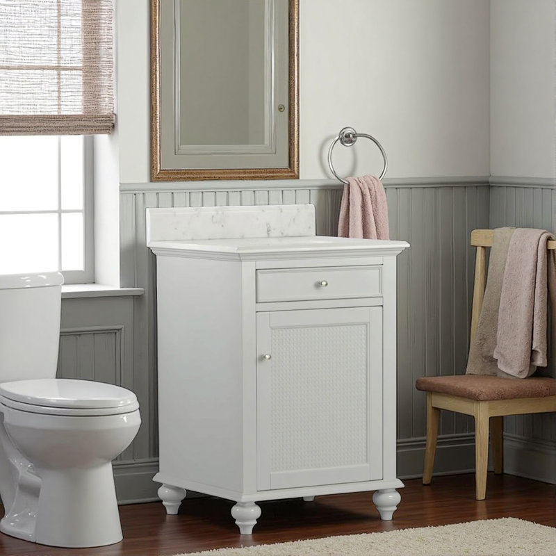 Meuble-lavabo simple 24 po en marbre, Gris