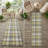 8' Runner Gray Yellow and White Plaid Washable Non Skid Indoor Outdoor Runner Rug