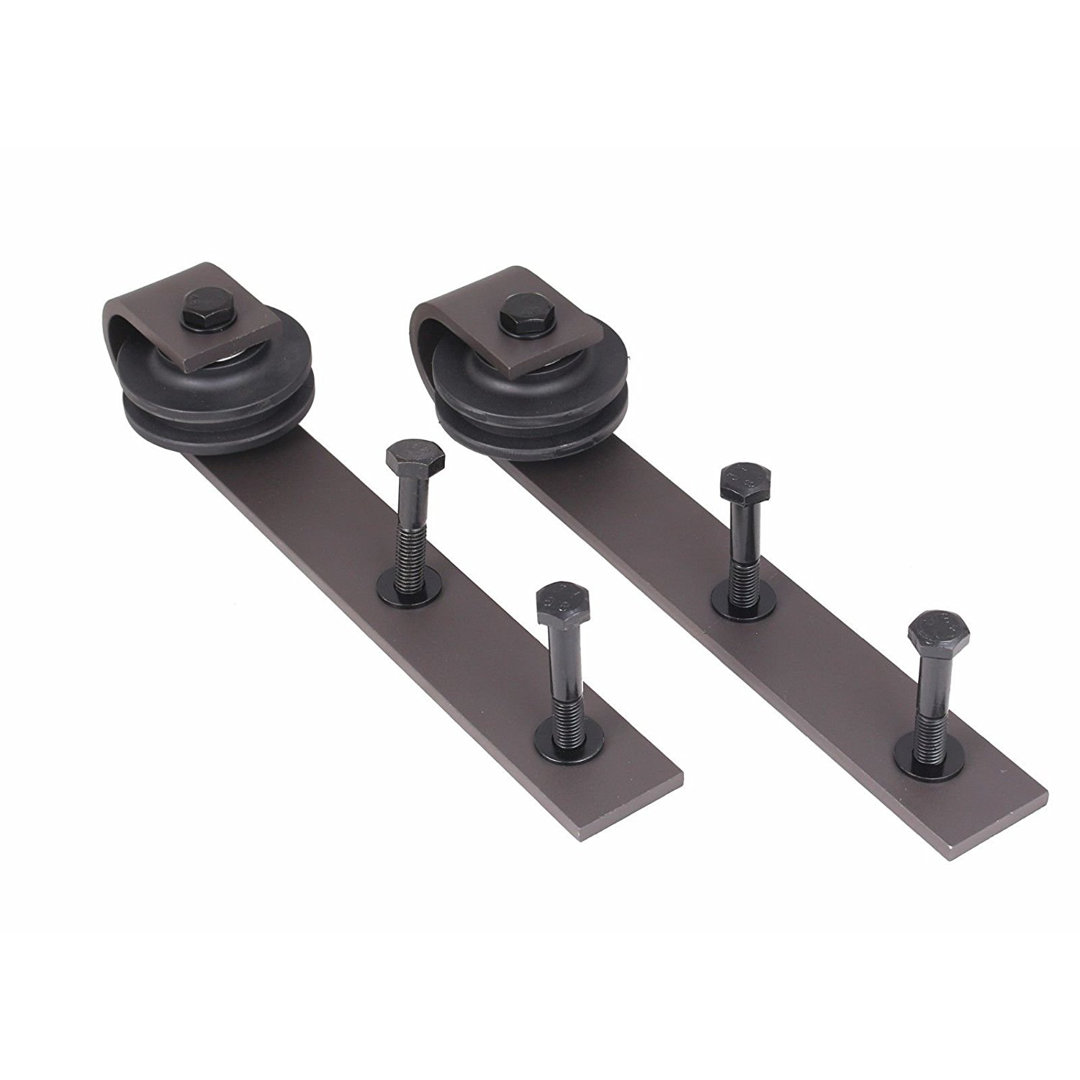 Bronze Steel Single Door Barn Door Hardware Kit Standard Single Calhome