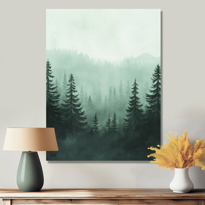 Mountain Woodland Canvas, Pine Forest Wall Art, Wencil