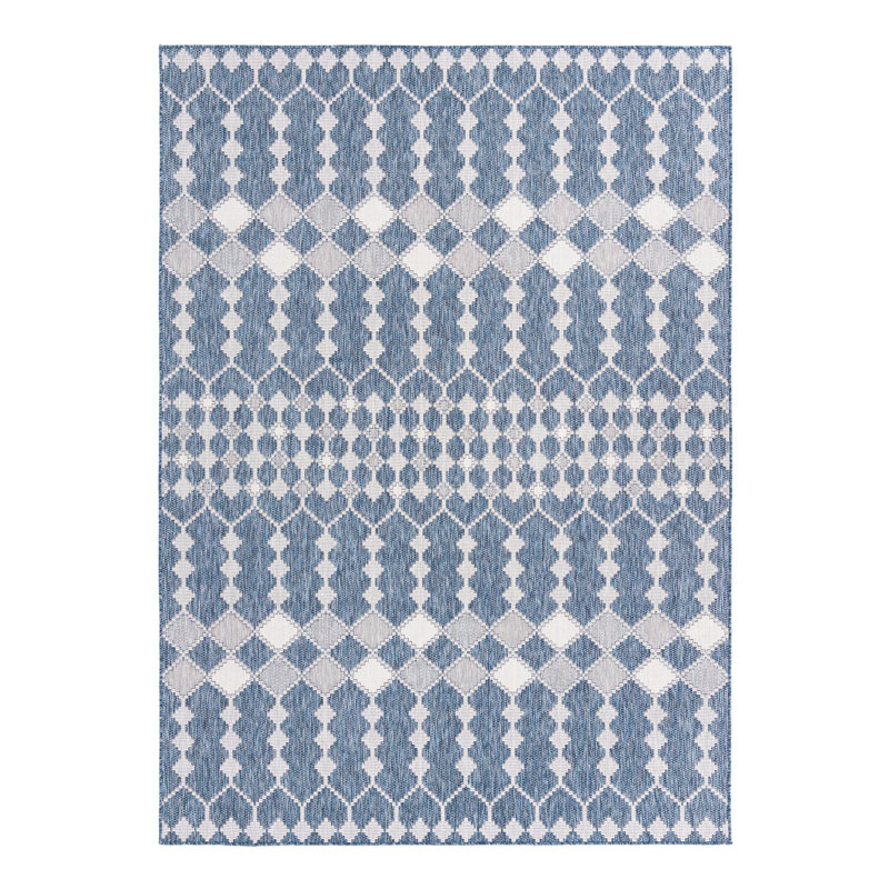 Blue Traliccio Indoor/Outdoor Trellis Rug, Rectangle 7'10" x 11'