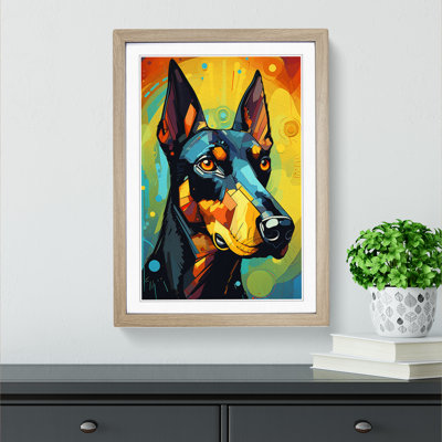 Doberman Futurism - Single Picture Frame Print on Wood