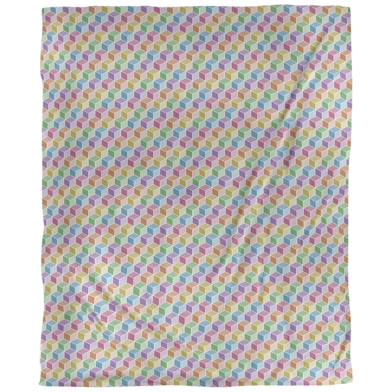 Tissu cube en arc-en-ciel, Mauve pâle / Vert, L 60 po x l 36 po, Polyester filé