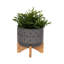 Pot à fleurs en céramique avec support en bois St. Charles - Pot décoratif moderne pour plantes d'intérieur-1267760326-1267760321