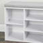Banc de rangement blanc avec coussin, tiroir et tablette ajustable pour chaussures