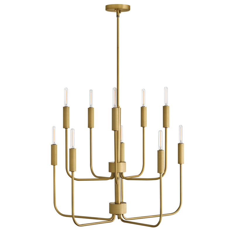 Austen 10-Light Exposed Bulb Multi-Tier Chandelier, Gold