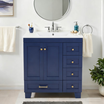 Meuble-lavabo de salle de bain avec lavabo en céramique