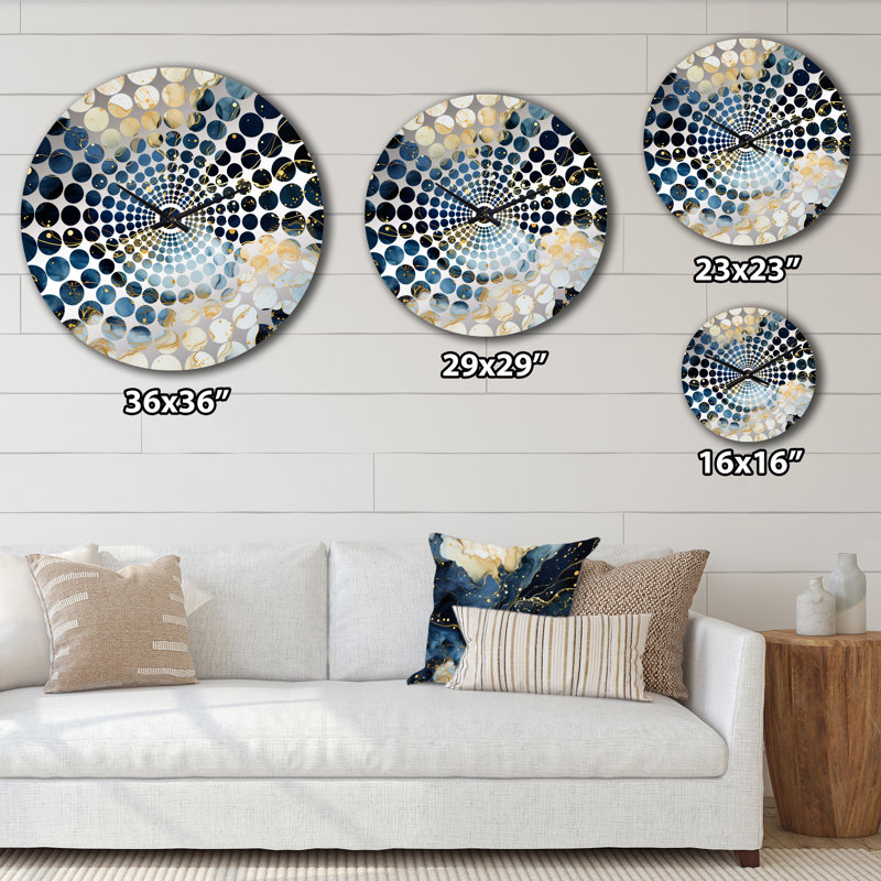 Celestial Gold And Blue Marble Pattern - Marble  Wall Clock, Small