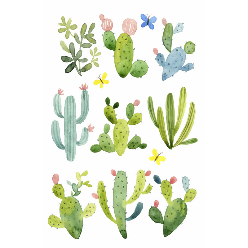Happy Cacti 1 Piece Wrapped Canvas Wall Art, 76cm H x 51cm W