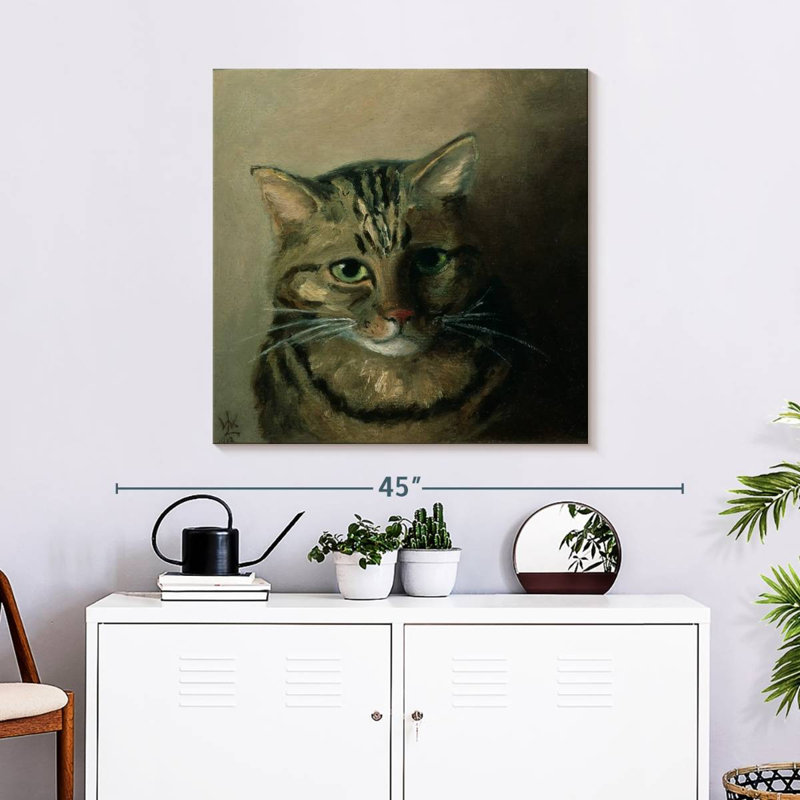 Brampt, étude de tête d'un chat tigré, H 30 po x l 30 po