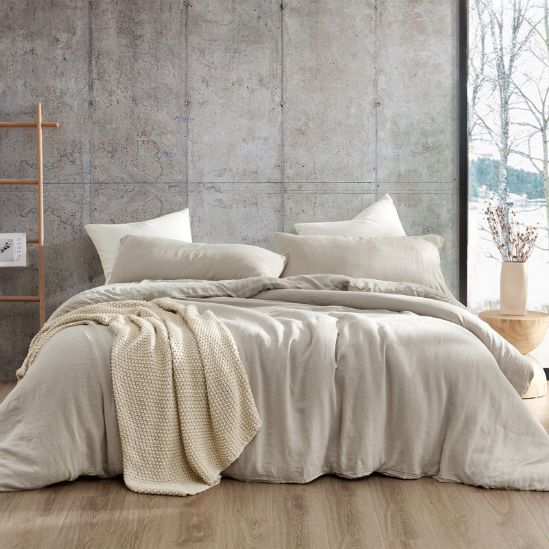 Dark Sky Reserve Linen Duvet Cover, Stone Taupe, Queen Duvet Cover