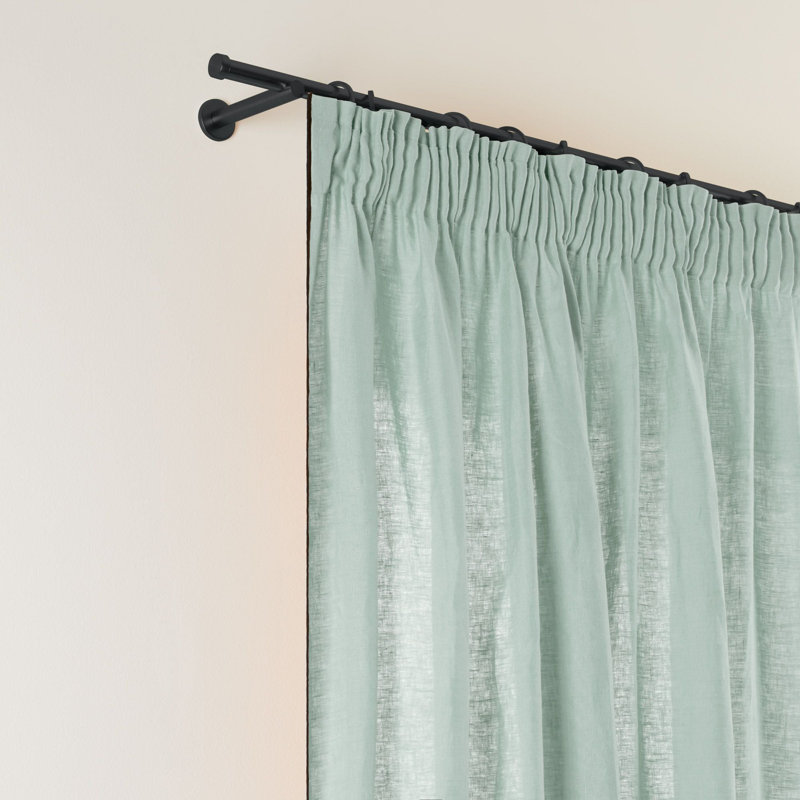 Carlina Linen Semi Sheer Curtain Panel Pair Single Panel, Width 200 x Drop 280cm, Light Blue