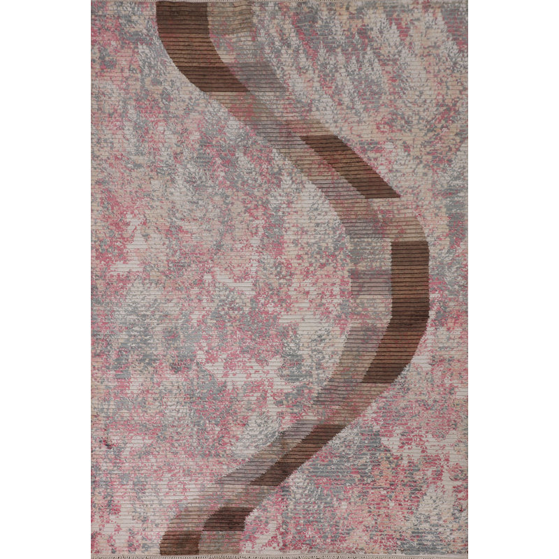 Tapis oriental rayé noué à la main 6 x 8 po