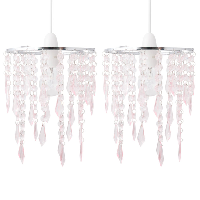26cm H Plastic Novelty Pendant Shade ( Uno ), Chrome/Pink