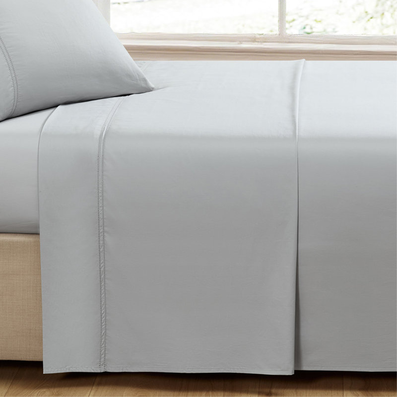 Yalda 100% Cotton Flat Sheet, Queen, Grey