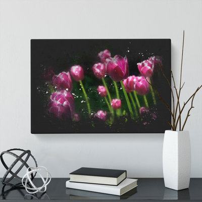 Pink Tulip Flowers - Wrapped Canvas