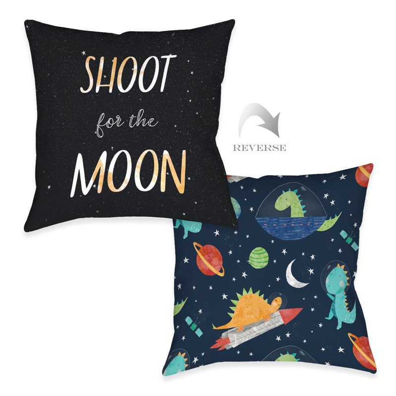 Coussin Space-O-Saurus Shoot To The Moon, H 18 po x l 18 po