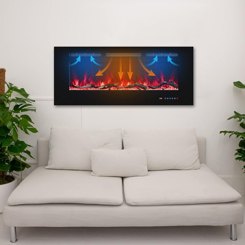 Electric Fireplace Inserts – Recessed & Wall-Mounted Heater With Thermostat, Multicolor Flames, Timer, And Log & Crystal Effects, 750/1500W
