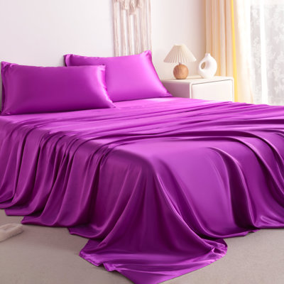 Ensemble de draps soyeux et soyeux, doux pour les cheveux et la peau, infroissable, infroissable