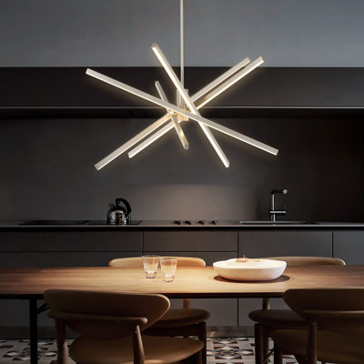 Burcker Aluminum Dimmable LED Modern Linear Chandelier