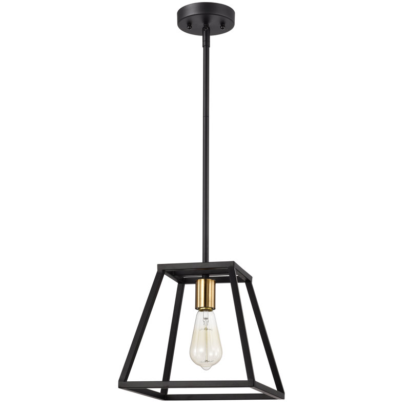 Luminaire suspendu conique à 1 lumière Haig, Noir texturé